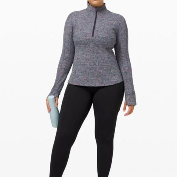 Lululemon Run Briskly 1/2 Zip Neon Tweed Jacquard Limited Edition Gray Size 6 - Picture 1 of 12